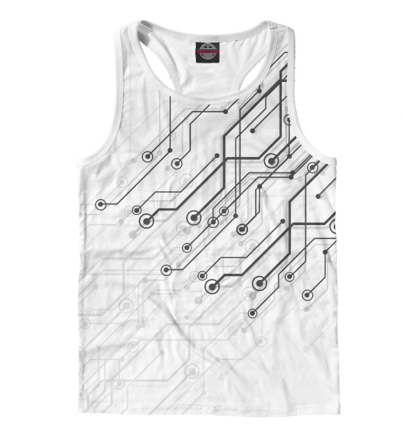 Мужская майка-борцовка с изображением Circuit цвета Белый