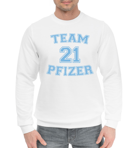 Мужской хлопковый свитшот с изображением Team Pfizer цвета Белый