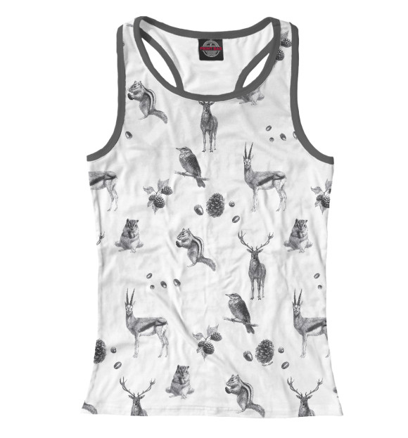 Женская майка-борцовка с изображением Forest time цвета Белый