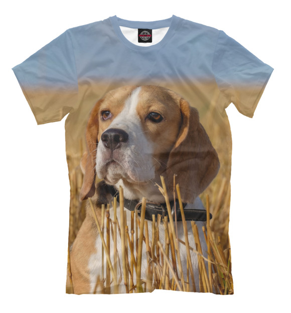 Мужская футболка с изображением Собака цвета Молочно-белый