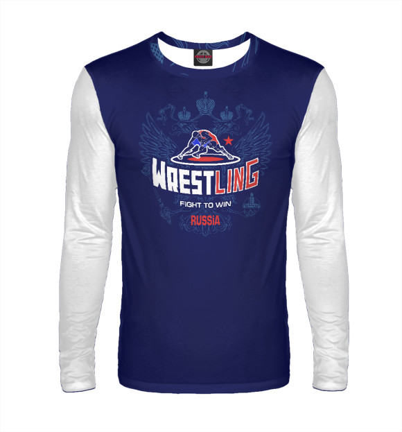 Мужской лонгслив с изображением Вольная борьба ( wrestling ) цвета Белый