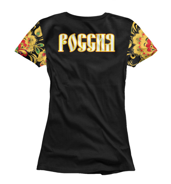 Женская футболка с изображением Россия Хохлома цвета Белый