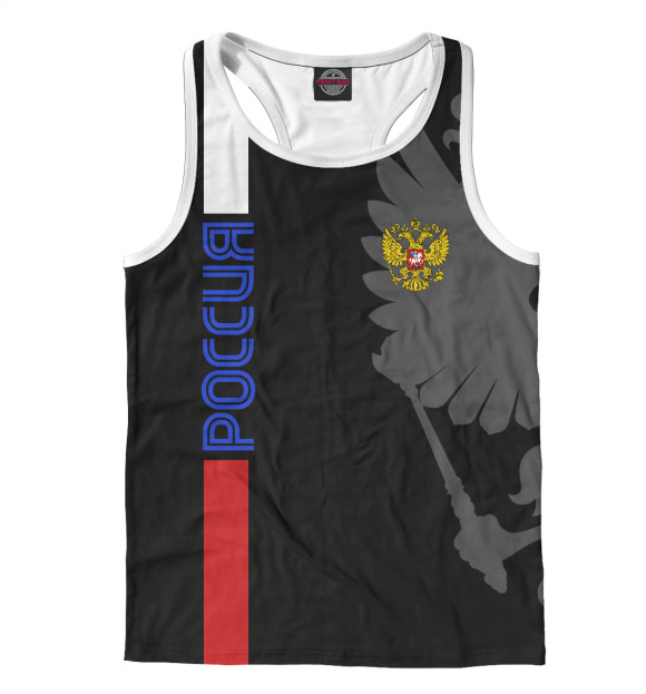 Мужская майка-борцовка с изображением Россия цвета Белый