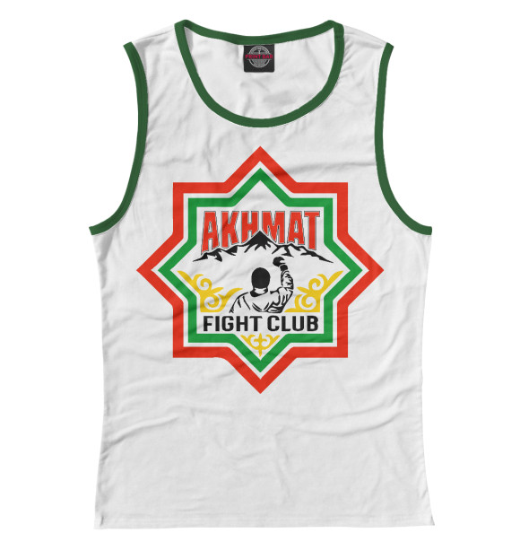 Женская майка с притом Ахмат Логотип цвета Белый Женская майка с изображением Ахмат Логотип цвета Белый