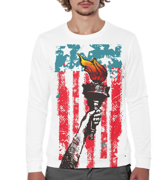 Мужской свитшот с изображением Статуя Свободы цвета Белый