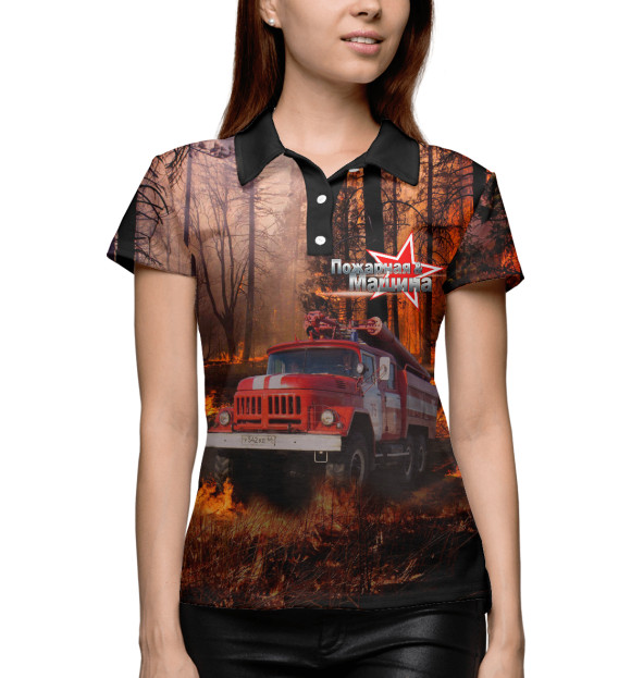 Женское поло с изображением Зил-131 цвета Белый