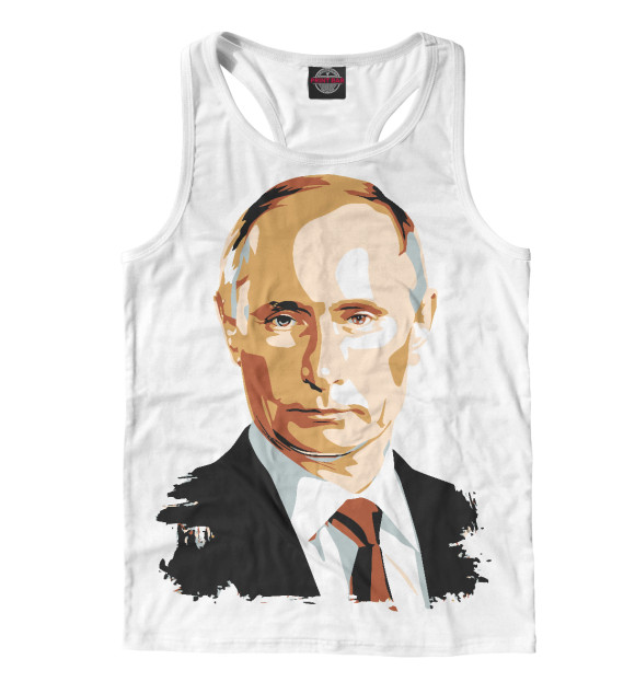 Мужская майка-борцовка с изображением Путин цвета Белый