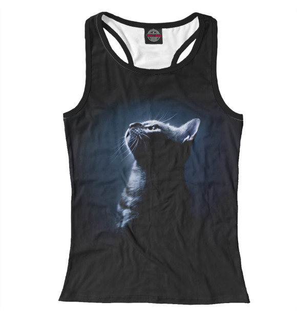 Женская майка-борцовка с изображением Cat цвета Белый
