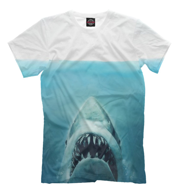 Мужская футболка с изображением Акула цвета Молочно-белый