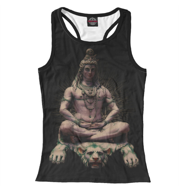 Женская майка-борцовка с изображением Шива на тигре цвета Белый