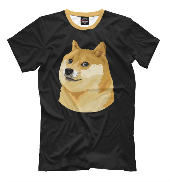 Мужская футболка с изображением Собака Мем цвета Черный