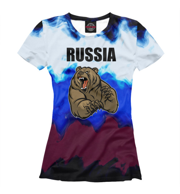 Женская футболка с изображением Russia цвета Белый