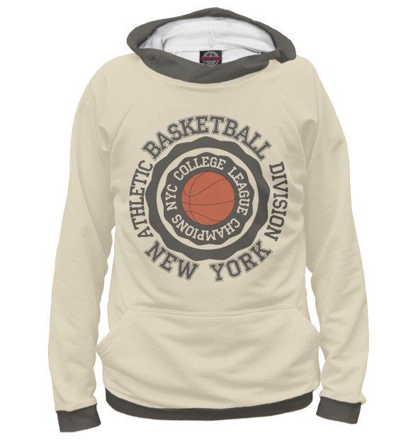 Мужское худи с изображением Basketball цвета Белый