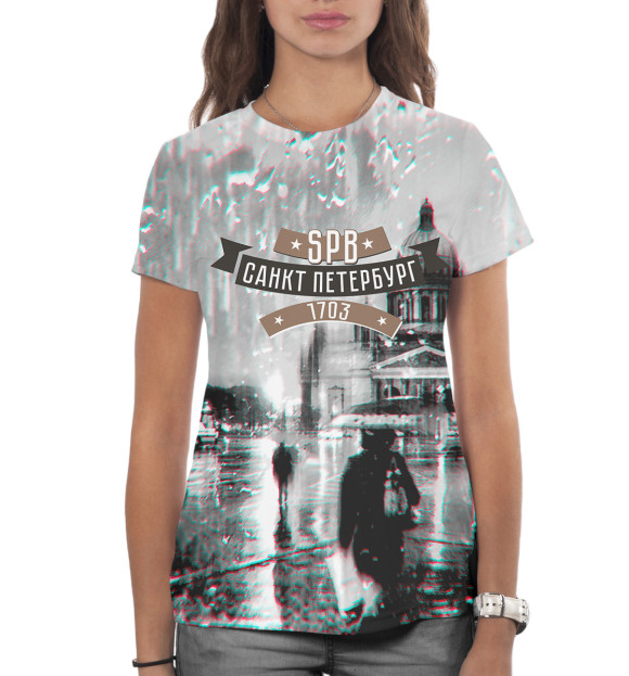 Женская футболка с изображением Санкт-Петербург цвета Белый