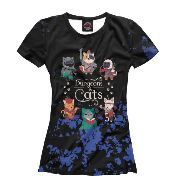 Футболка для девочек с изображением Dungeons and cats цвета Белый