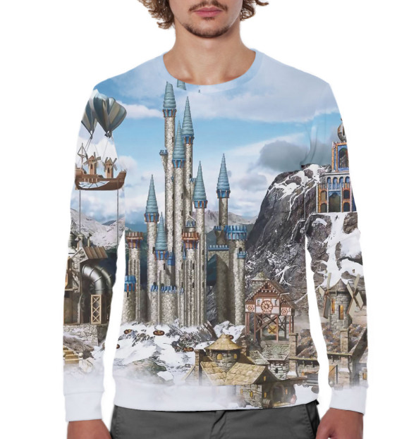 Мужской свитшот с изображением Герои Меча и Магии цвета Белый