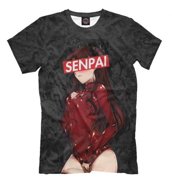 Мужская футболка с изображением Senpai (Anime) цвета Черный