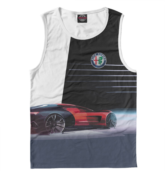 Мужская майка с изображением Alfa Romeo sketch цвета Белый