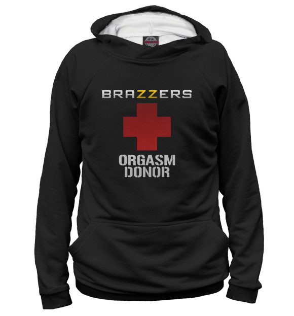 Женское худи с изображением Brazzers orgasm donor цвета Белый