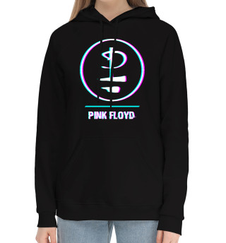 Женский хлопковый худи Pink Floyd Glitch Rock Logo