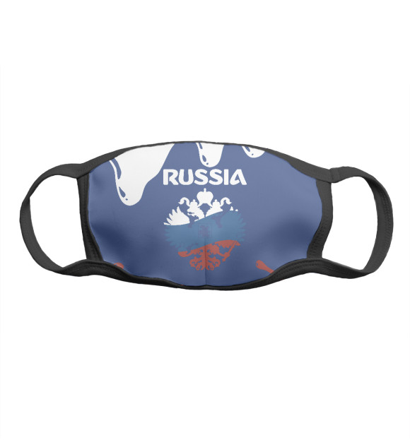 Маска тканевая с изображением RUSSIA цвета Белый