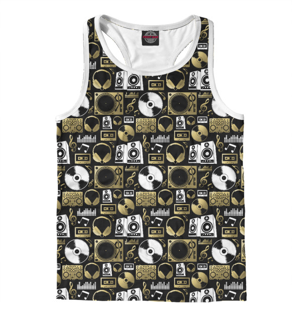 Мужская майка-борцовка с изображением Диджей цвета Белый