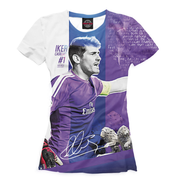 Женская футболка с изображением Икер Касильяс цвета Белый
