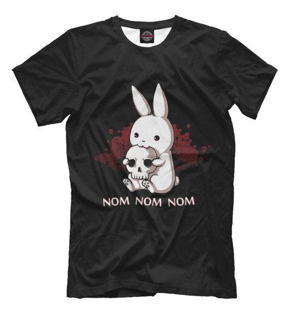 Мужская футболка с изображением NOM NOM NOM цвета Черный