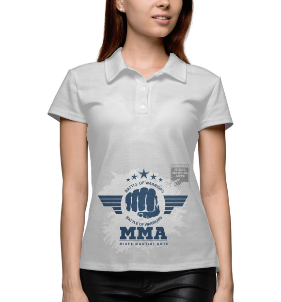 Женское поло с изображением MMA цвета Белый