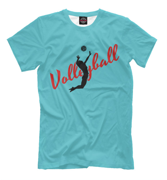 Мужская футболка с изображением Волейбол цвета Грязно-голубой