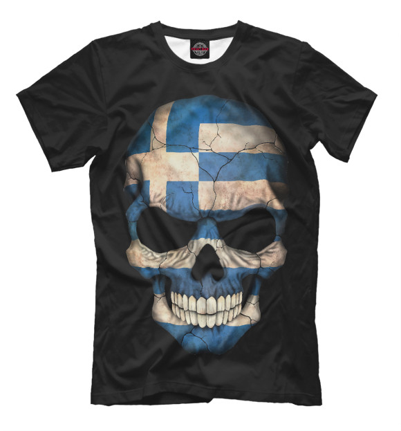 Мужская футболка с изображением Череп - Греция цвета Черный