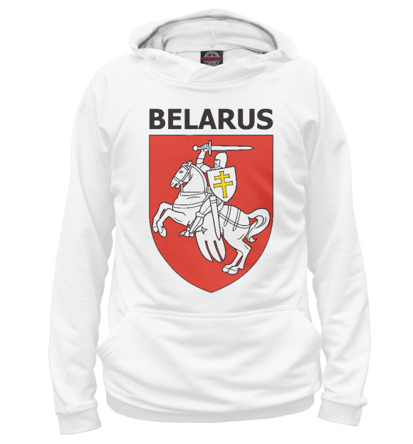 Мужское худи с изображением Belarus цвета Белый