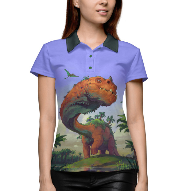 Женское поло с изображением Ultrasaur цвета Белый