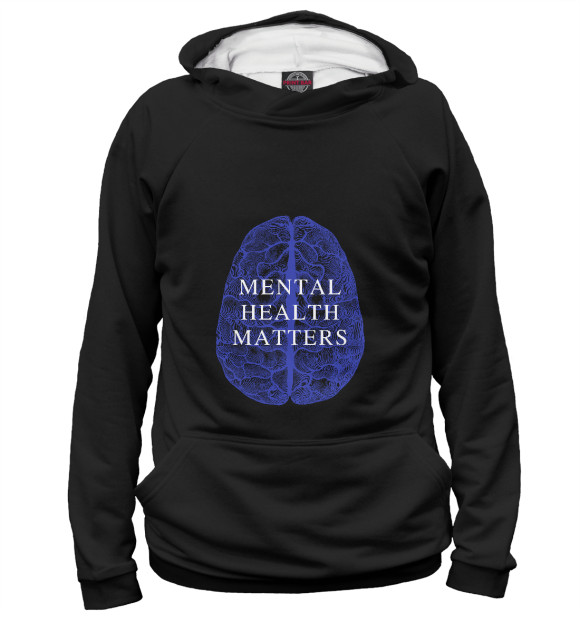 Мужское худи с изображением Mental health matters цвета Белый