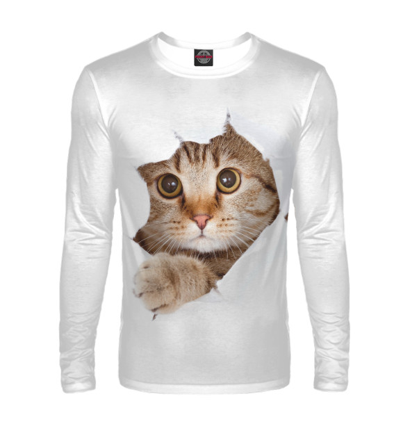 Мужской лонгслив с изображением Ку-Ку цвета Белый
