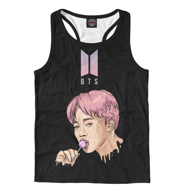 Мужская майка-борцовка с изображением BTS психоделика цвета Белый