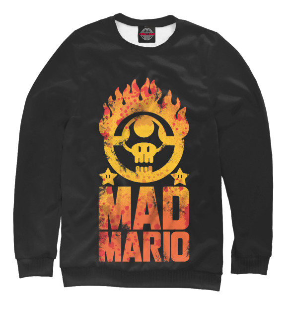 Мужской свитшот с изображением Mad Mario цвета Белый