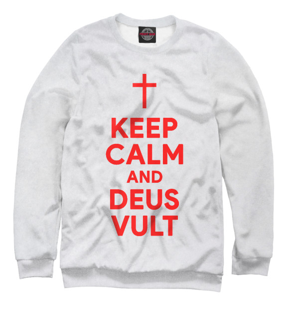 Мужской свитшот с изображением Deus Vult цвета Белый