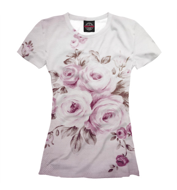 Женская футболка с изображением нежные розы цвета Белый