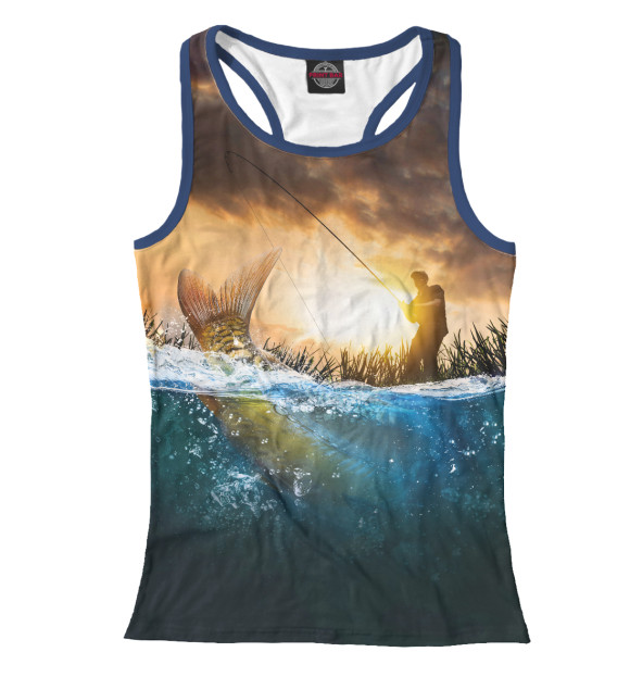 Женская майка-борцовка с изображением На Рыбалке цвета Белый