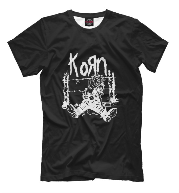 Мужская футболка с изображением Korn цвета Черный