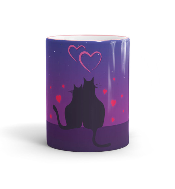 Кружка с изображением Cat's desire. Парные футболки. цвета розовый