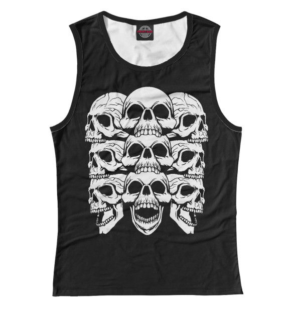 Женская майка с изображением Черепа цвета Белый