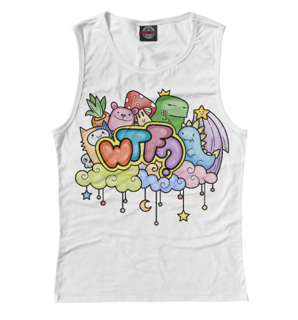 Женская майка с изображением WTF? цвета Белый