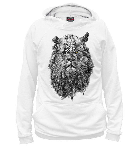 Женское худи с изображением Лев цвета Белый