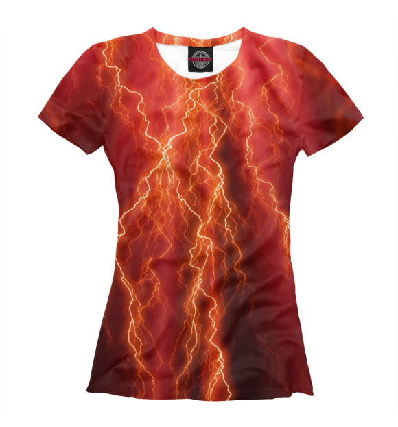 Женская футболка с изображением Красные молнии цвета Белый