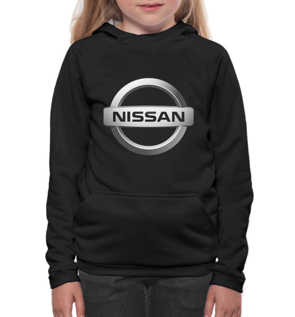 Худи для девочки с изображением Nissan цвета Белый