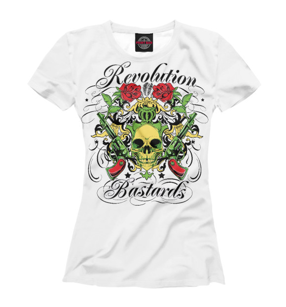 Футболка для девочек с изображением Revolution Bastards цвета Белый