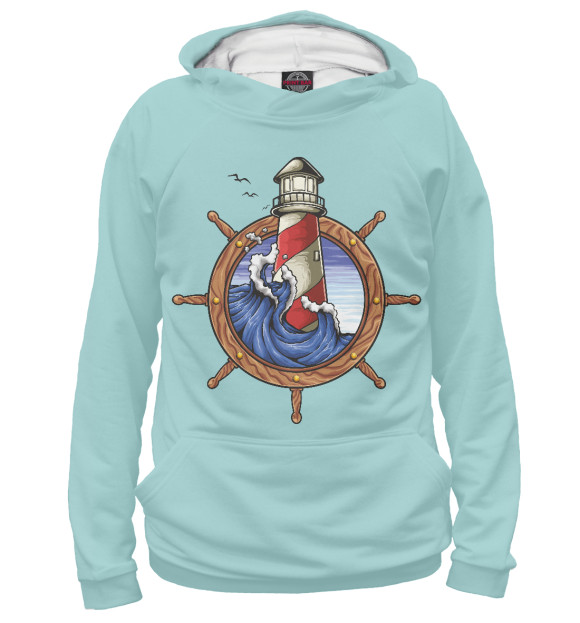 Мужское худи с изображением Маяк цвета Белый