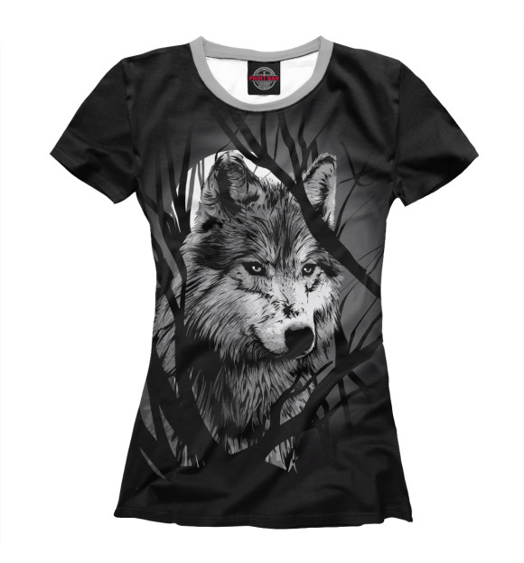 Женская футболка с изображением Grey Wolf цвета Белый